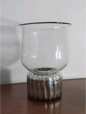 Vintage Mexican Hand Blown Glass 12.5” Candle Holder Massive 6 Lbs